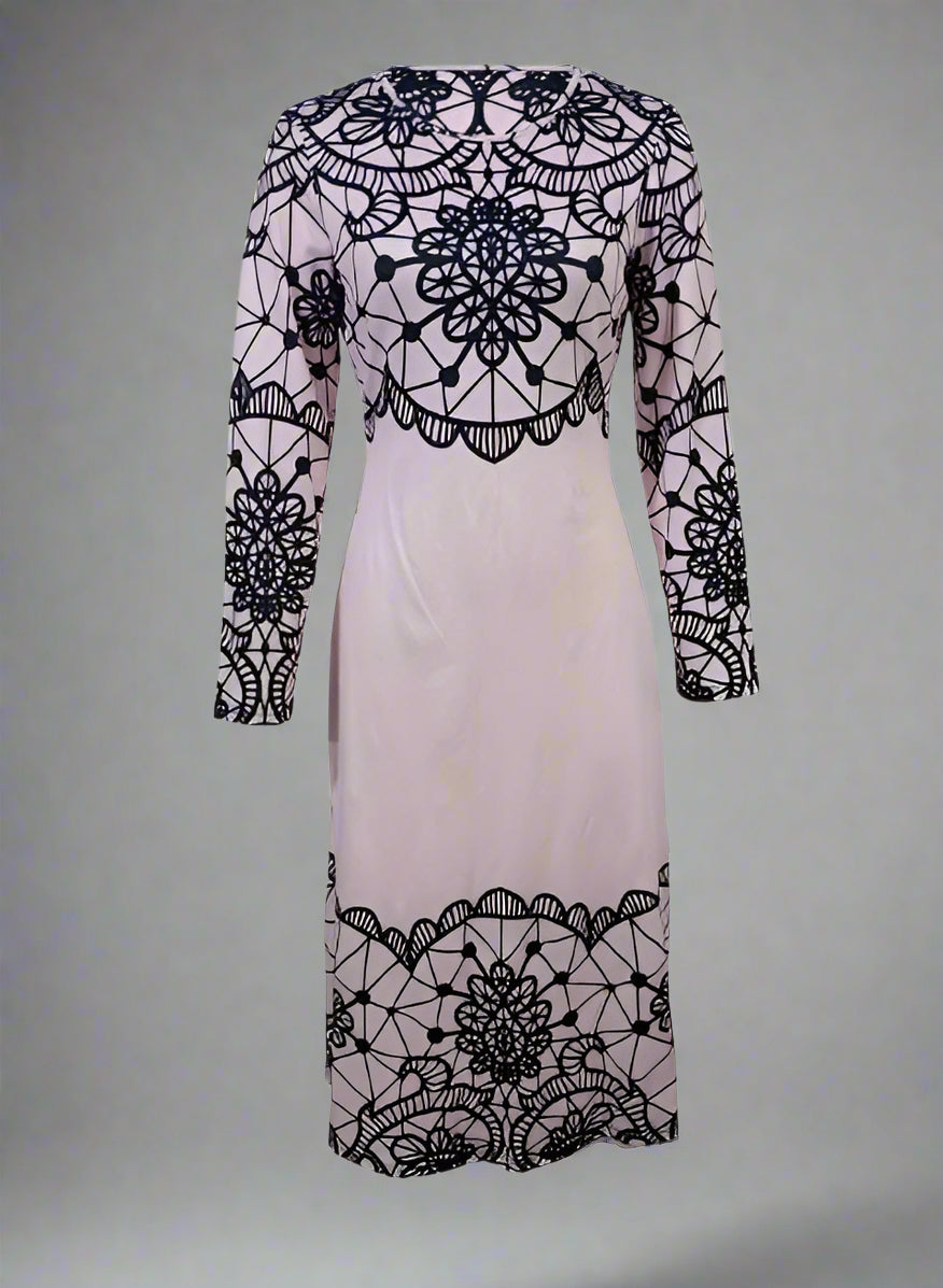 Ladies' Round Neck Printed Fashionable Dress