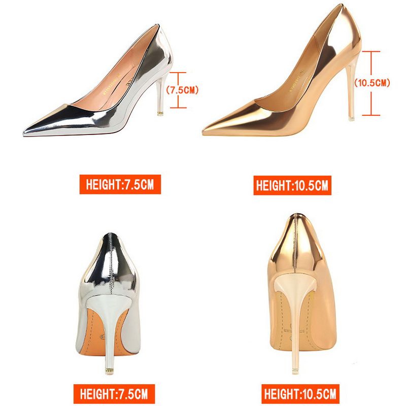 Women Pumps Patent Leather High Heels Shoes Women Basic Pump Wedding Shoes Female Stiletto Women Heel Plus Size 43