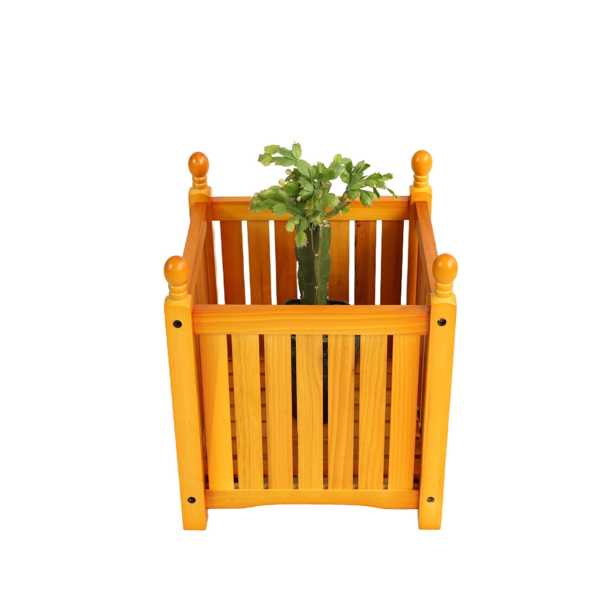 Wood Outdoor Square Wooden Flower and Herb Pot for Garden, Porch and Patio - Outside Plant and Vegetable Container ,Planter,Teak