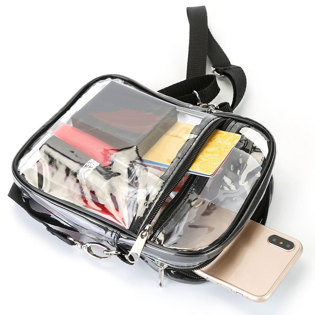 Clear Crossbody Bag Stadium Approved Clear Purse Transparent Small Shoulder Bag See Through Zip Pouch Tote Bag