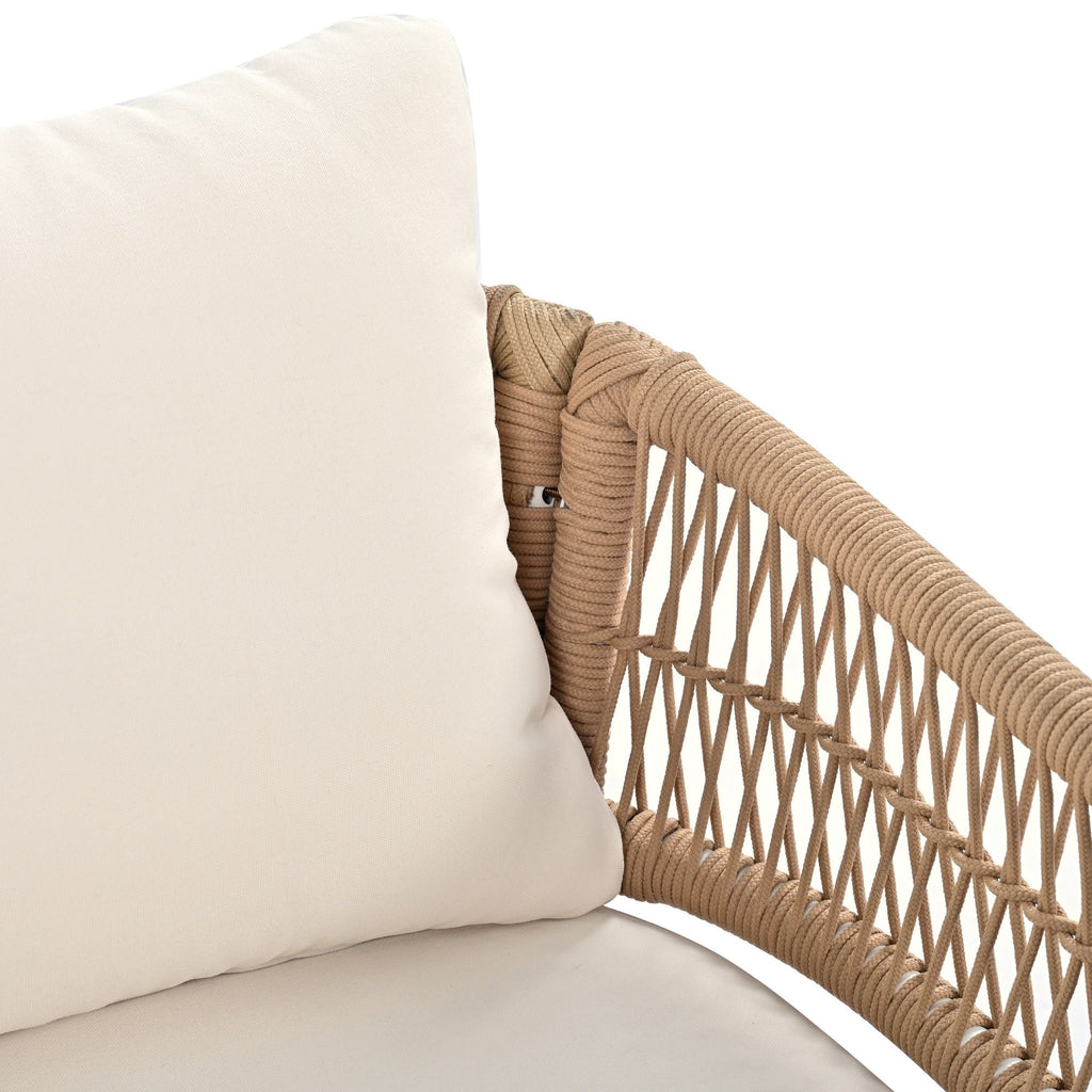 4-Piece Patio Furniture Set, Outdoor Furniture with Acacia Wood Table, Patio Conversation Set with Deep Seating & Thick Cushion for Backyard Porch Balcony