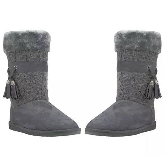 Toasty Toes Plush Knit Faux Fur Boots