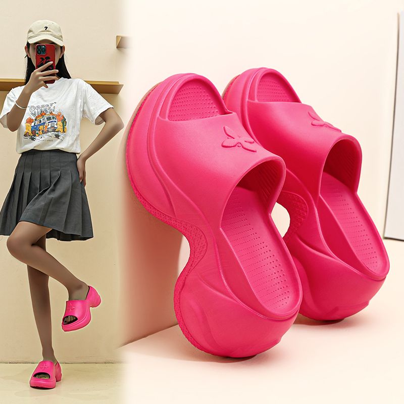 Summer new comfortable flat platform women's slippers platform platform sandals outdoor flip-flops