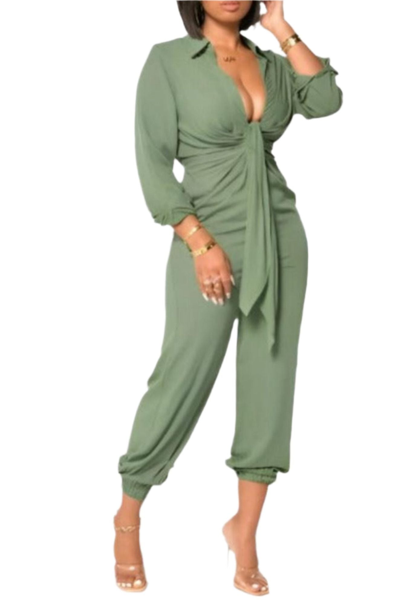 Jumpsuit with Elastic on Ankle