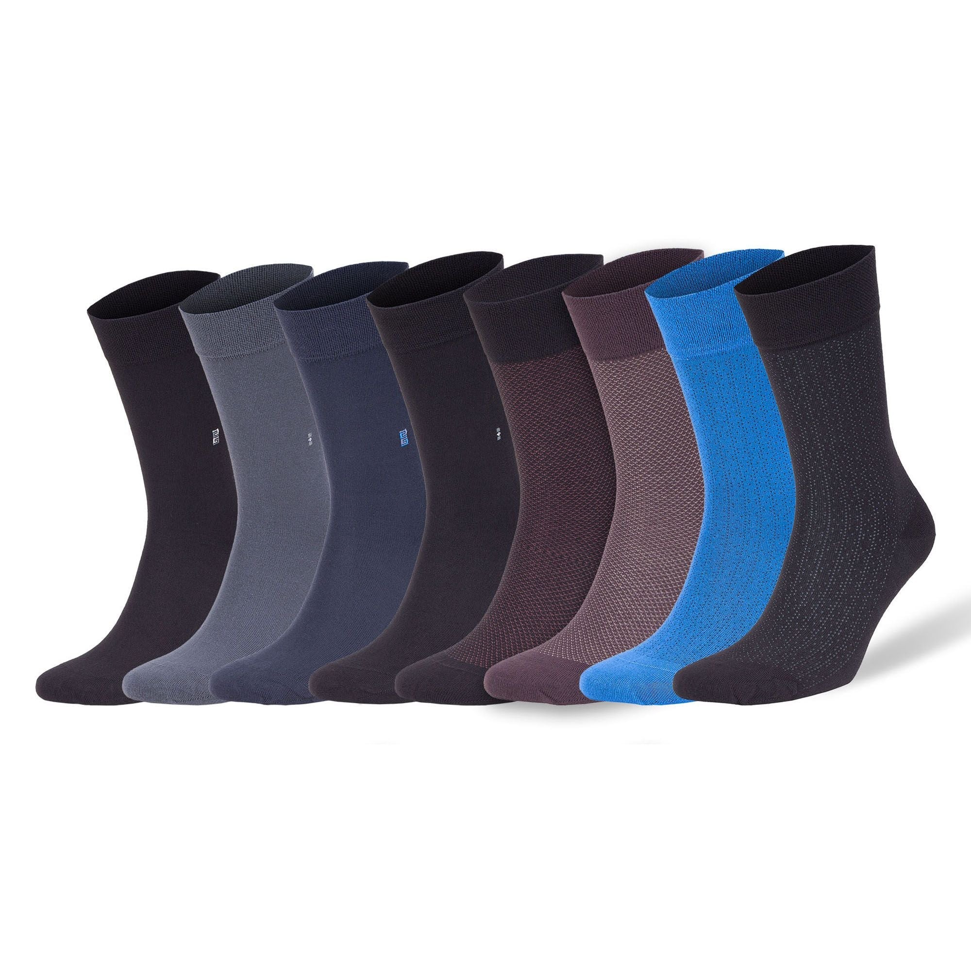 Men's Bamboo Rayon Dress Socks 8 Pairs Assorted Colors Size 8-11.5 Soft Odor-Free Eco-Friendly