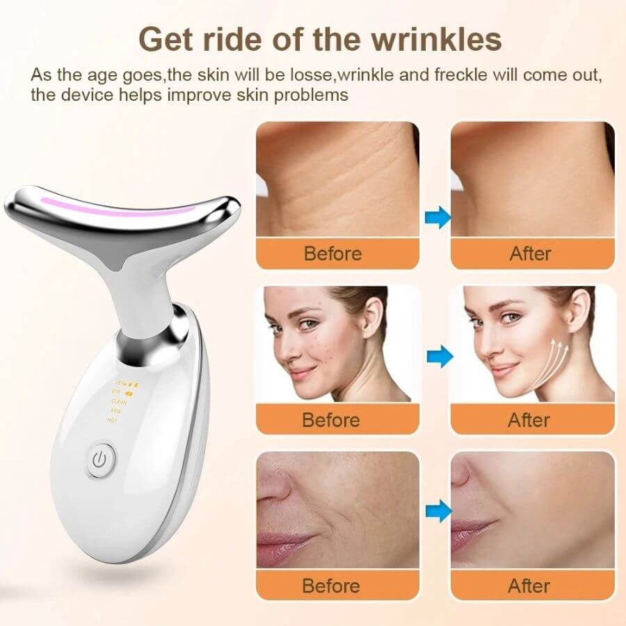 Face and Neck Massager 3 Colors EMS Beauty Device Lifting Tighten Facial Massagers Wrinkle Remover Reduce Double Chin Devices for Woman