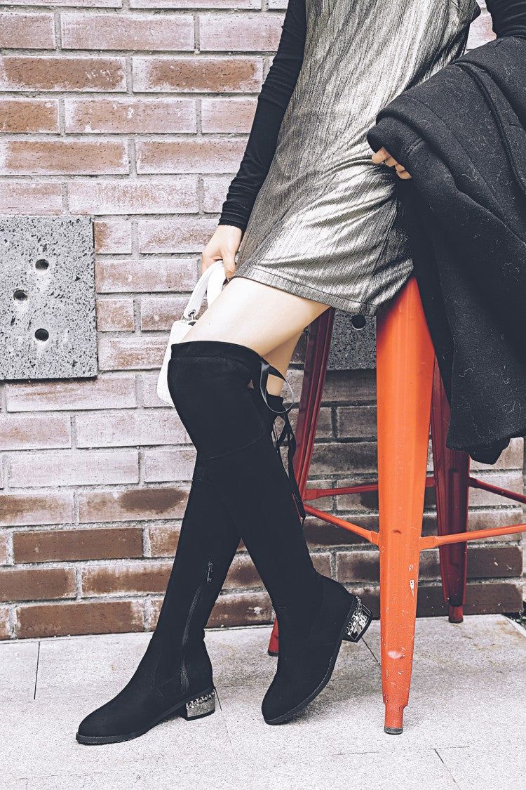 Winter New Style Fashion SquareOver Knee Boots overlapping Bandage