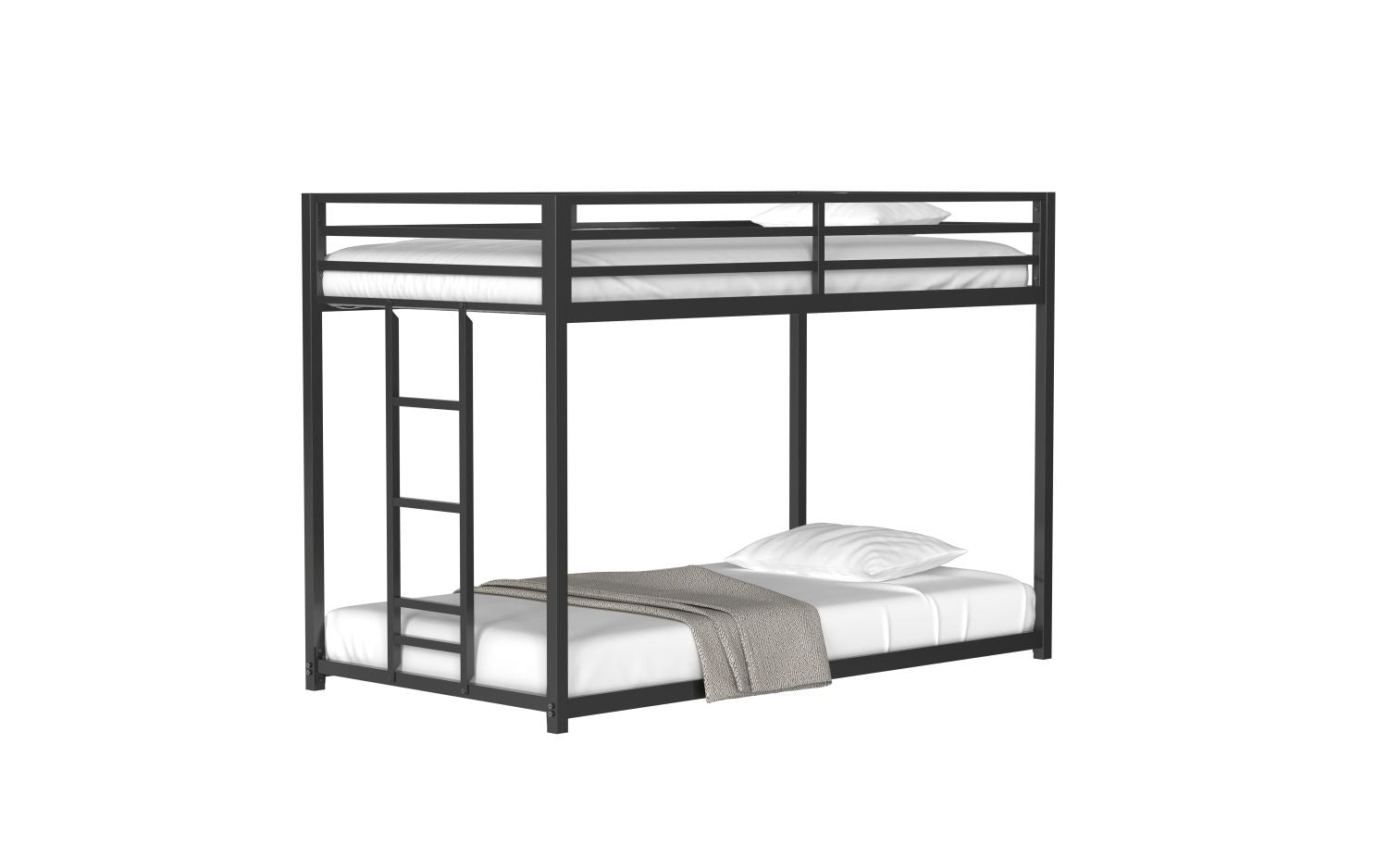 Adam Sturdy Twin over Twin Bunk Bed Metal Black for Kids and Adult, Low Profile Twin over twin bunk bed with Ladder and Guardrails, Easy Climbing, Beds for Bedroom, Same as original B083124170