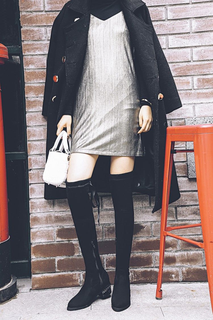 Winter New Style Fashion SquareOver Knee Boots overlapping Bandage