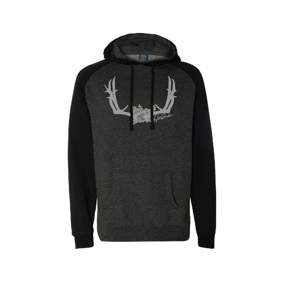 Floral Antler Hoodie (Charcoal/Black)