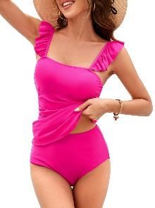 2025 Two Piece Swimsuits for Women High Waisted Tummy Control Floral Swimwear Ruched Padded Bathing Suits