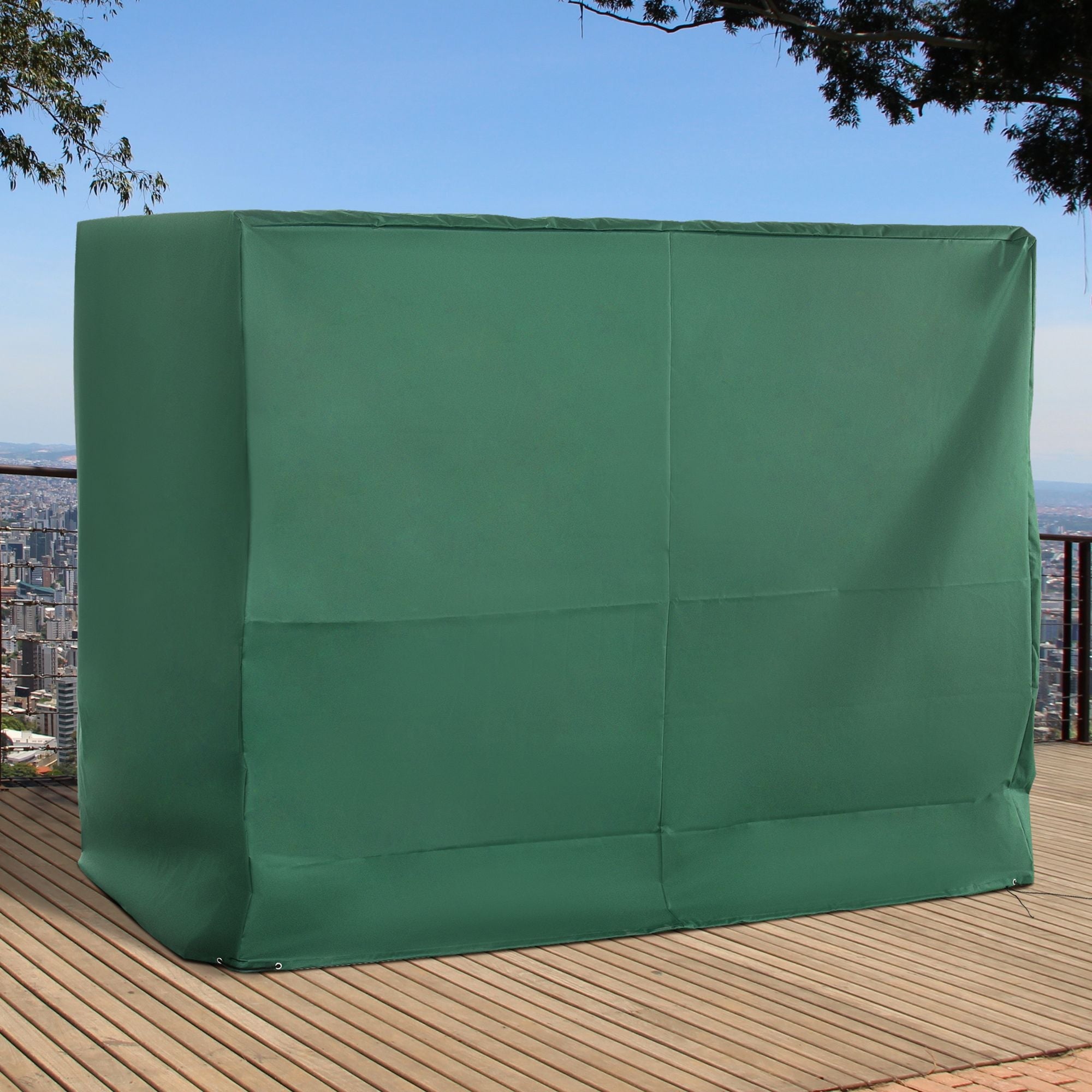 Outsunny 600D Oxford 3-Seater Patio Swing Cover Outdoor Swing Chair Cover Rain Protection Waterproof Anti-UV, Dark Green