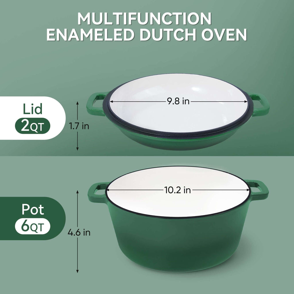 Enameled Cast Iron Dutch Oven with Serving Lid + ENCLOSED THERMAL CIRCLE Design