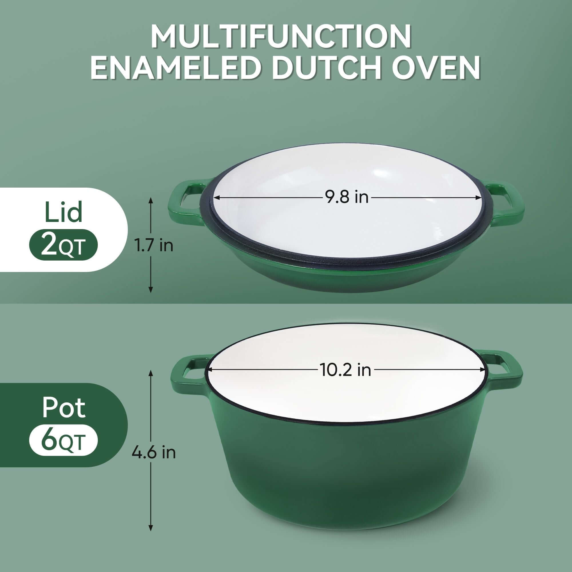 Enameled Cast Iron Dutch Oven with Serving Lid + ENCLOSED THERMAL CIRCLE Design