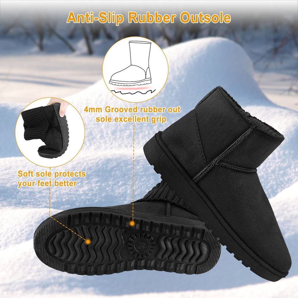 Women Lady Snow Boots Suede Mid-Calf Boot Shoe Short Plush Warm Lining Shoes w/ Anti-slip Rubber Base Knitting Design