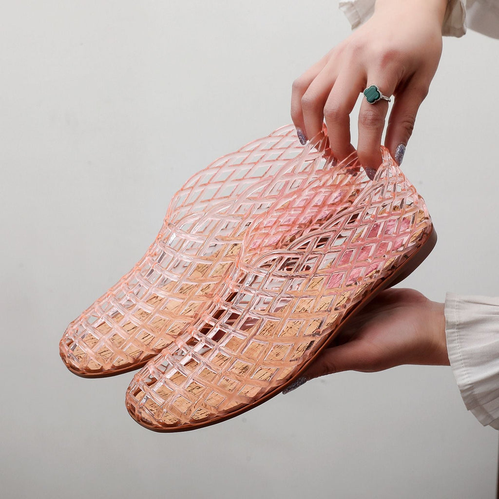 2025 Women's New Flat Sandals with Hollow PVC Breathable Summer Outerwear Baotou Bag and Casual Jelly Sandals