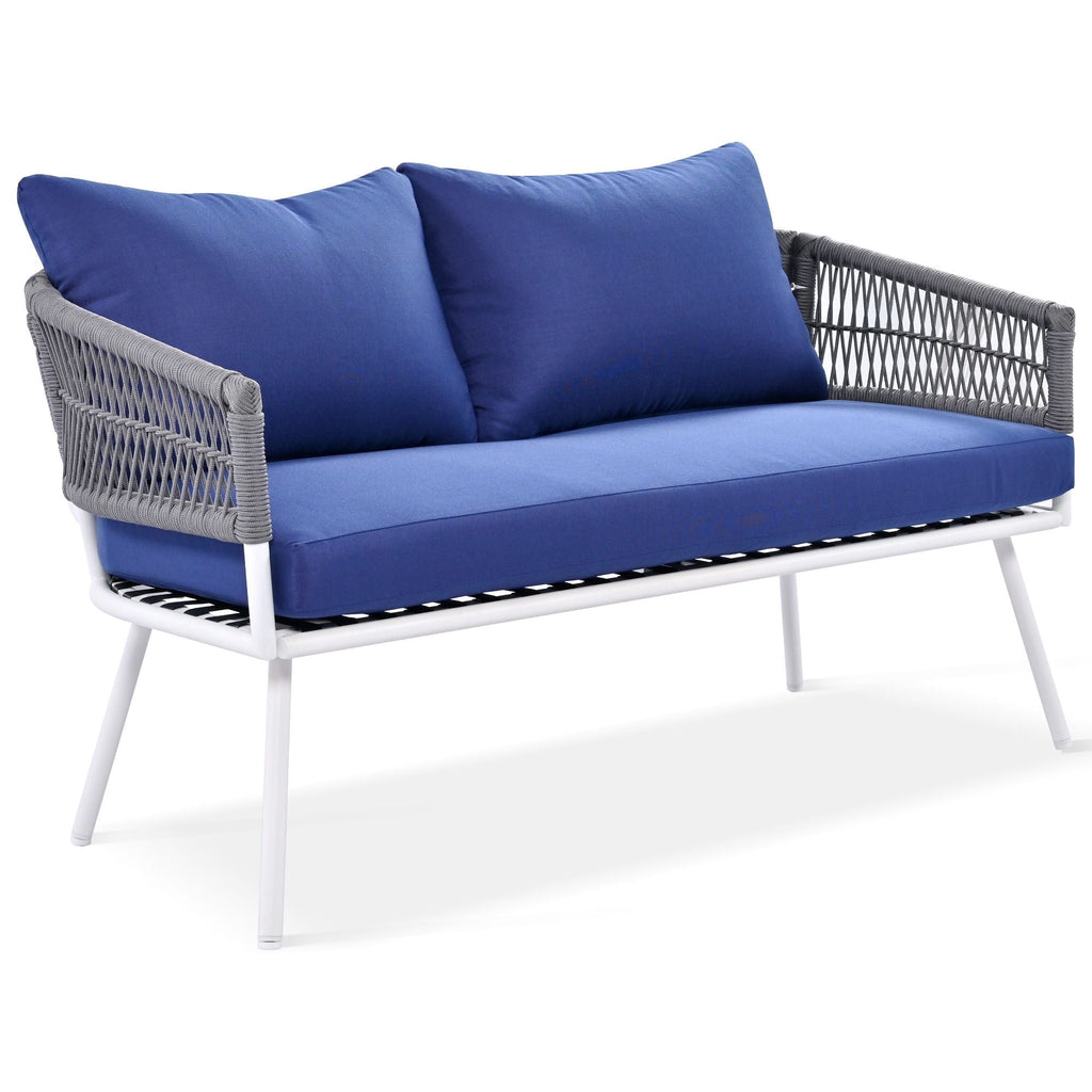 4-Piece Patio Furniture Set, Outdoor Furniture with Acacia Wood Table, Patio Conversation Set with Deep Seating & Thick Cushion for Backyard Porch Balcony