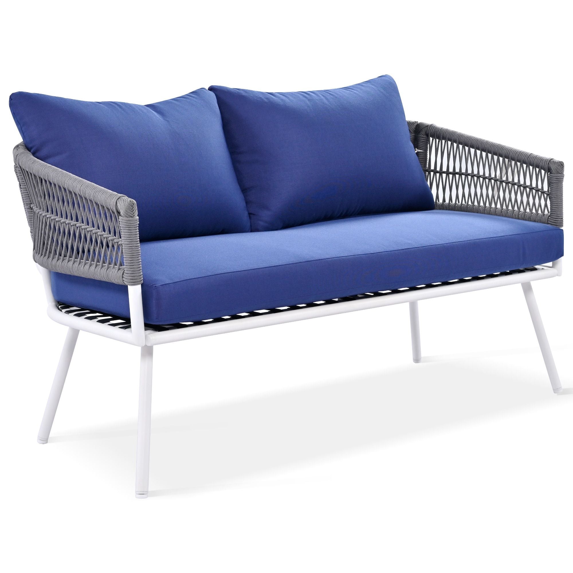 4-Piece Patio Furniture Set, Outdoor Furniture with Acacia Wood Table, Patio Conversation Set with Deep Seating & Thick Cushion for Backyard Porch Balcony