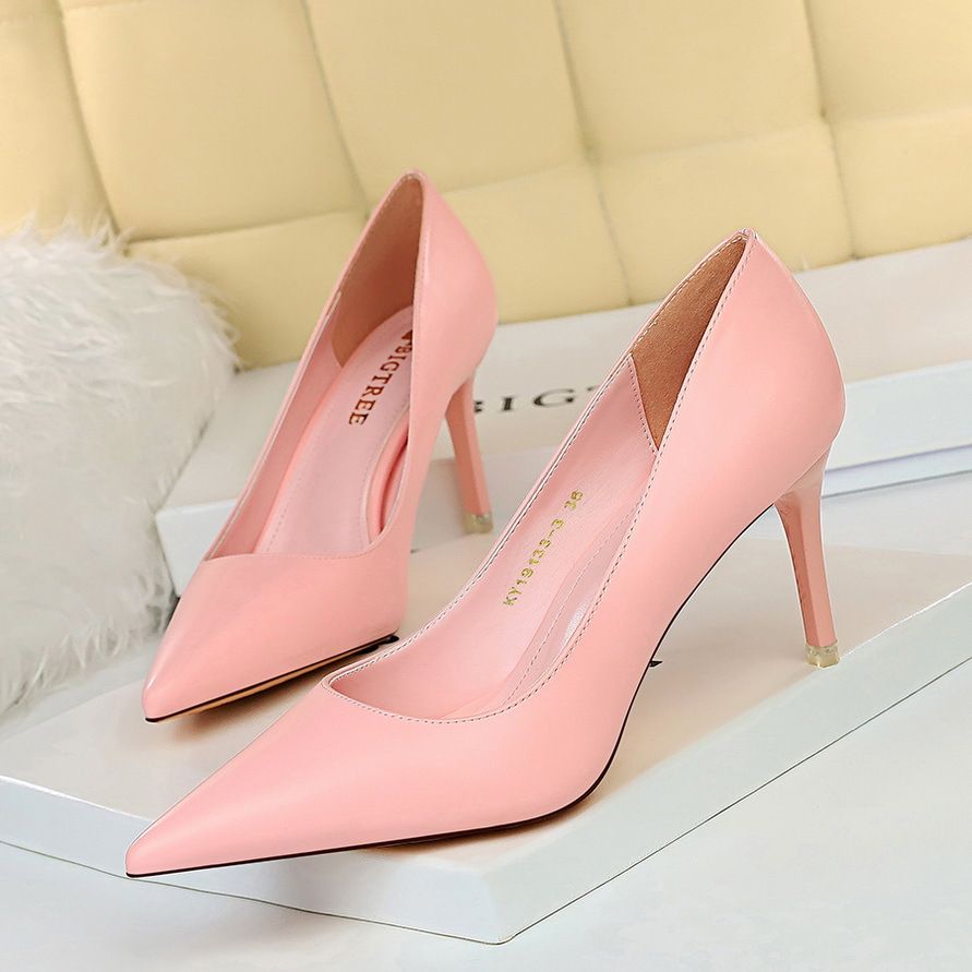 Women's Pumps; Stylish minimalist women's high heels. Stiletto super high heel; shallow pointed toe sexy single shoes; plus-size women's shoes
