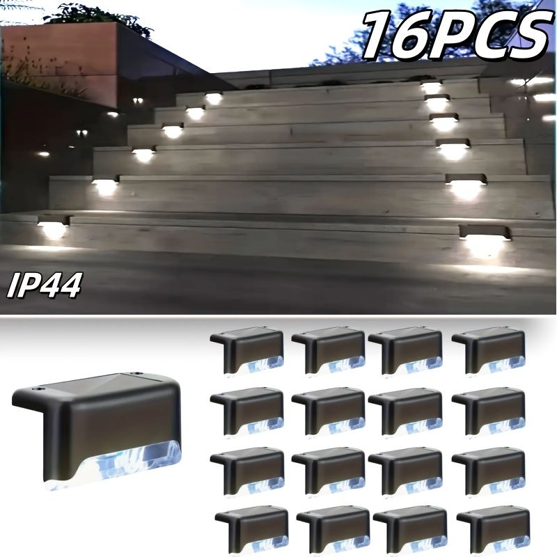 32PCS Solar Deck Lights Outdoor, Solar Step Lights Waterproof Led Solar lights for Outdoor Stairs, Step , Fence, Yard, Patio, and Pathway Family's Gifts (Warm White)