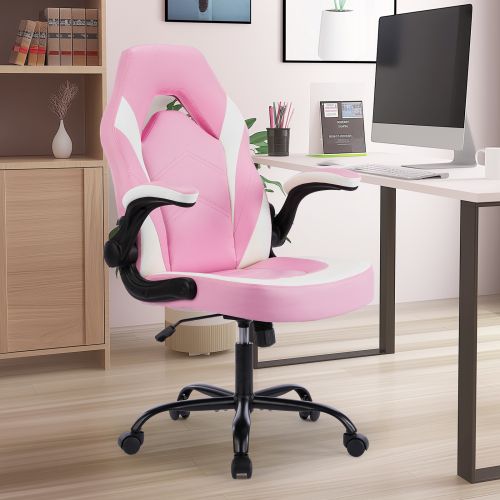 Ergonomic Office Computer Home Gaming Desk Chair Adjustable PU Leather Racing Chair Flip-up Armrest For Christmas Furniture