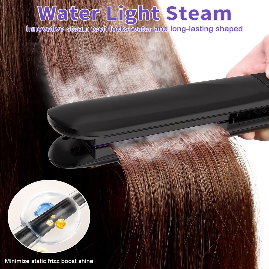 Steam Straighteners for Hair, Professional Salon Titanium Vapor Straightening Irons, High-end Salon Water Light Steam Flat Iron | 24 Hour Anti-frizz | Make Hair Smooth and Adds Shine