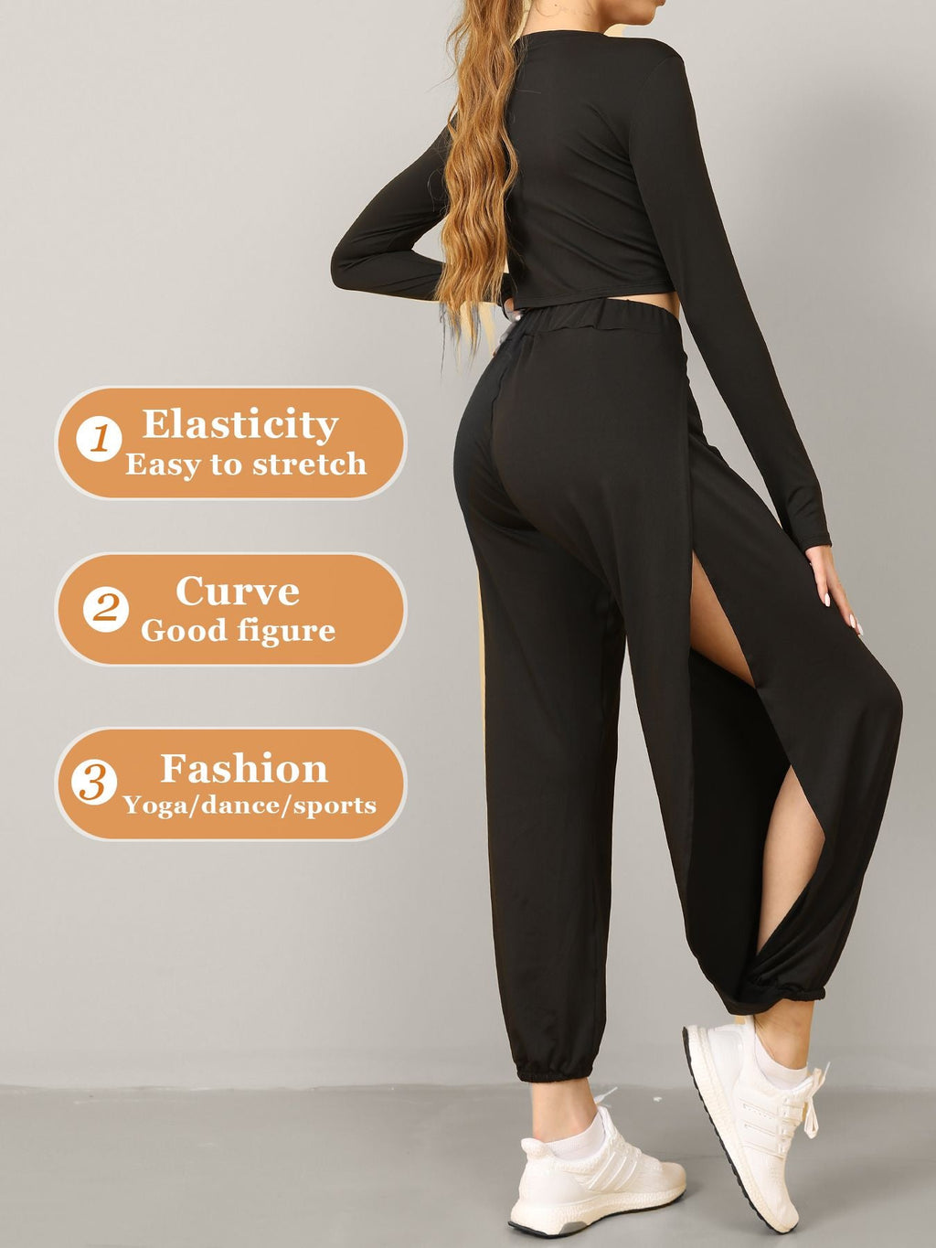 High Slit Boho Harem Yoga Pants for Women â€?Flowy, Trendy & Comfortable