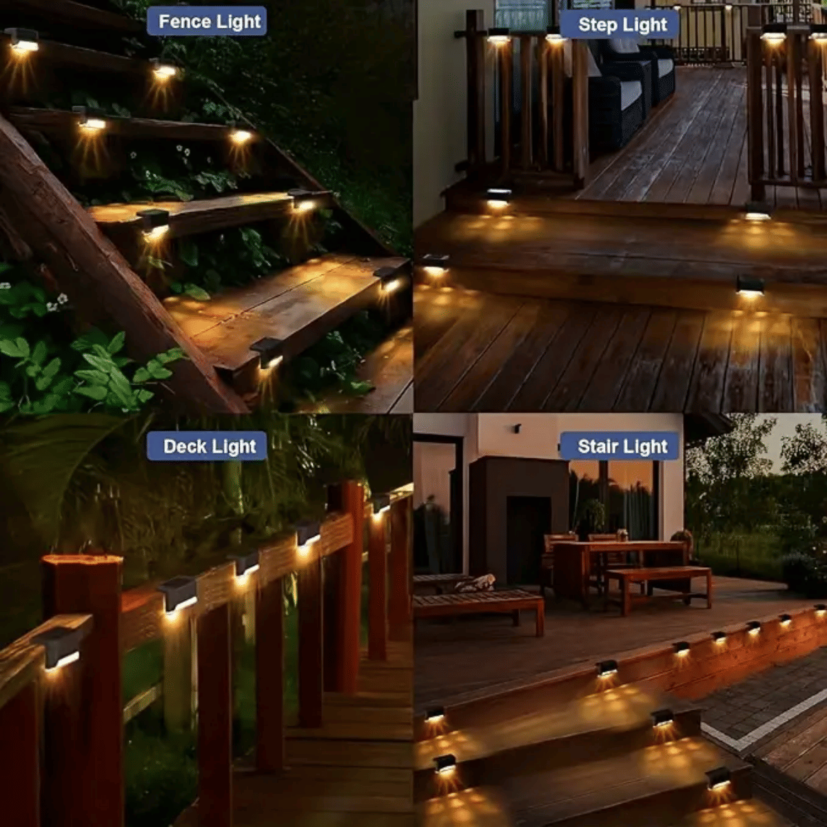 Solar Deck Lights Outdoor 16 Pack, Solar Step Lights Waterproof Led Solar lights for Outdoor Stairs, Step , Fence, Yard, Patio, and Pathway(Warm White)