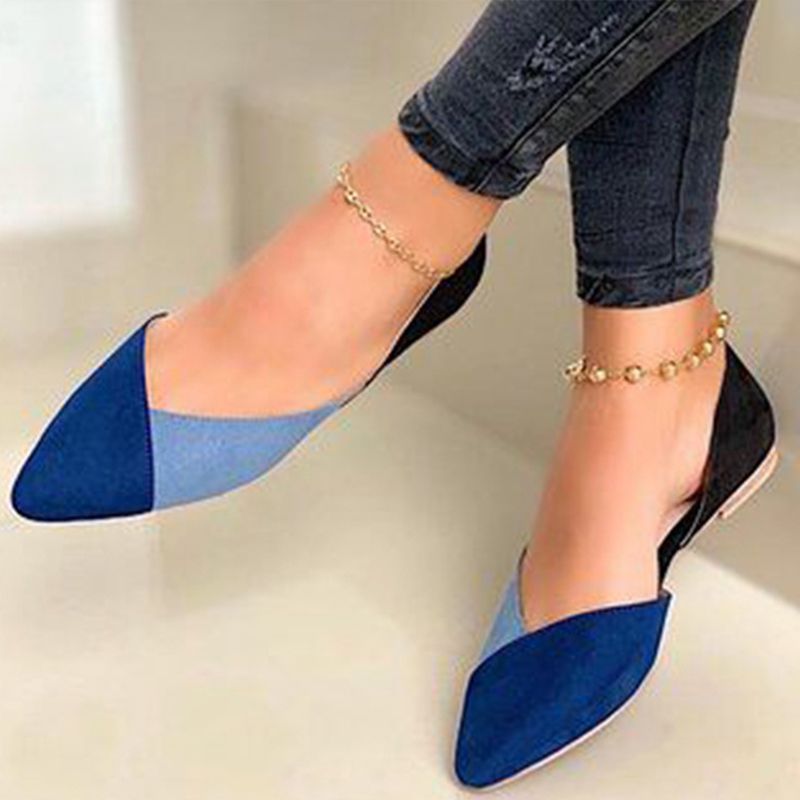 Women's Ballet Flats Loafers Autumn Flat Shoes for Women Pointed Toe PU Slip on Shallow Casual Mixed Color Ladies Shoe