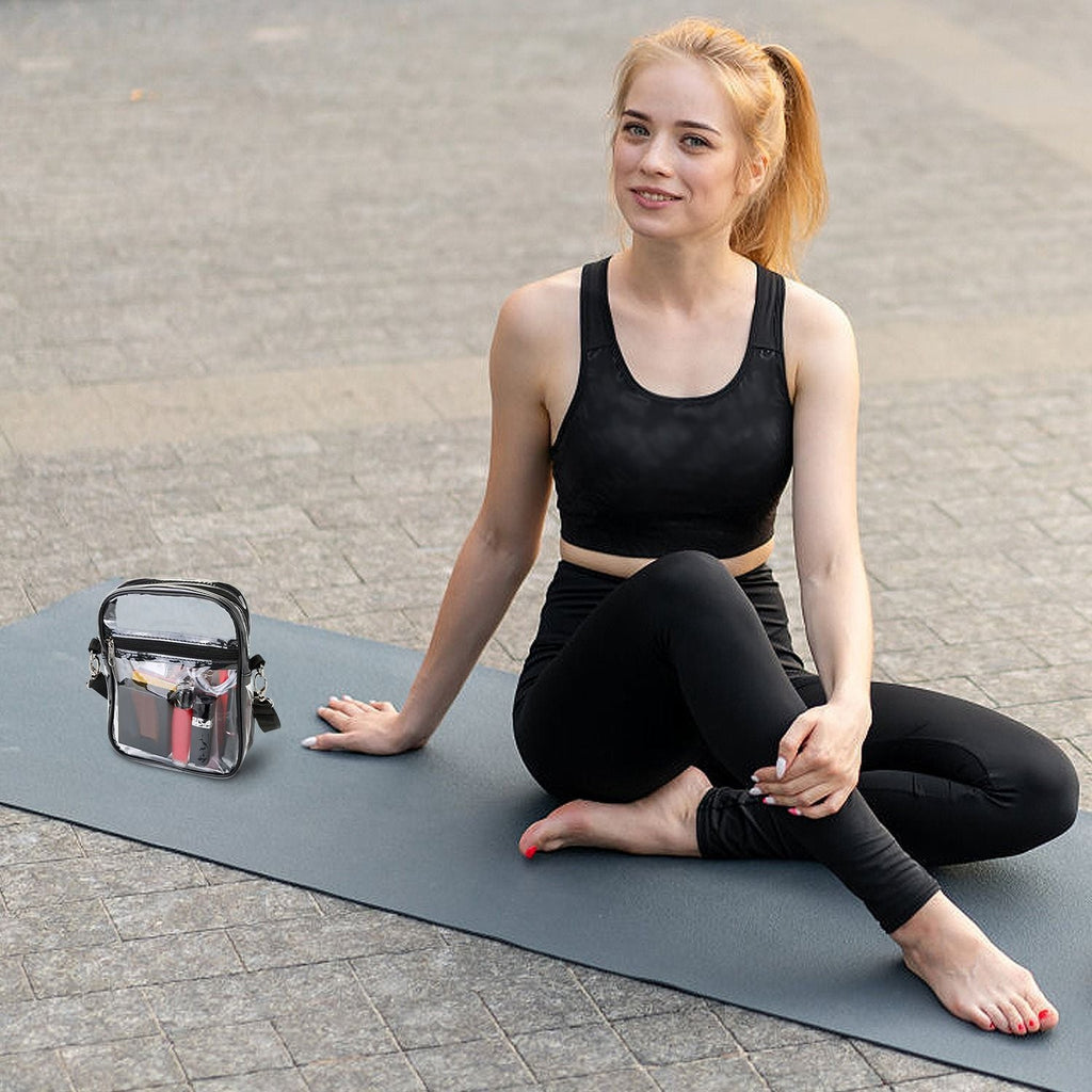 Clear Crossbody Bag Stadium Approved Clear Purse Transparent Small Shoulder Bag See Through Zip Pouch Tote Bag