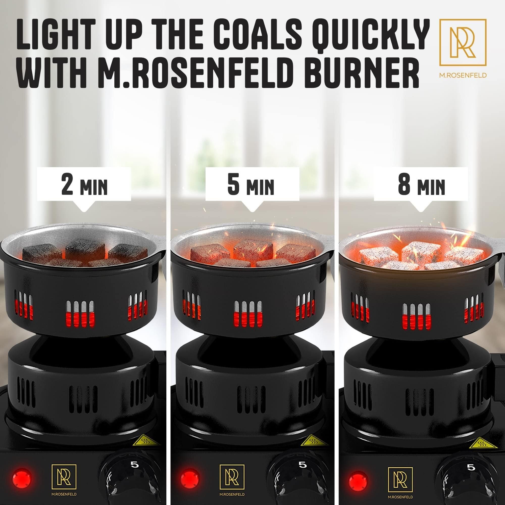 Multipurpose Electric Charcoal Starter Electric Charcoal Burner ETL Approved Electric Stove Coconut Charcoal Lighters with Tongs 450W Hot Plate Electric with 304 Stainless Steel Coiled Burner
