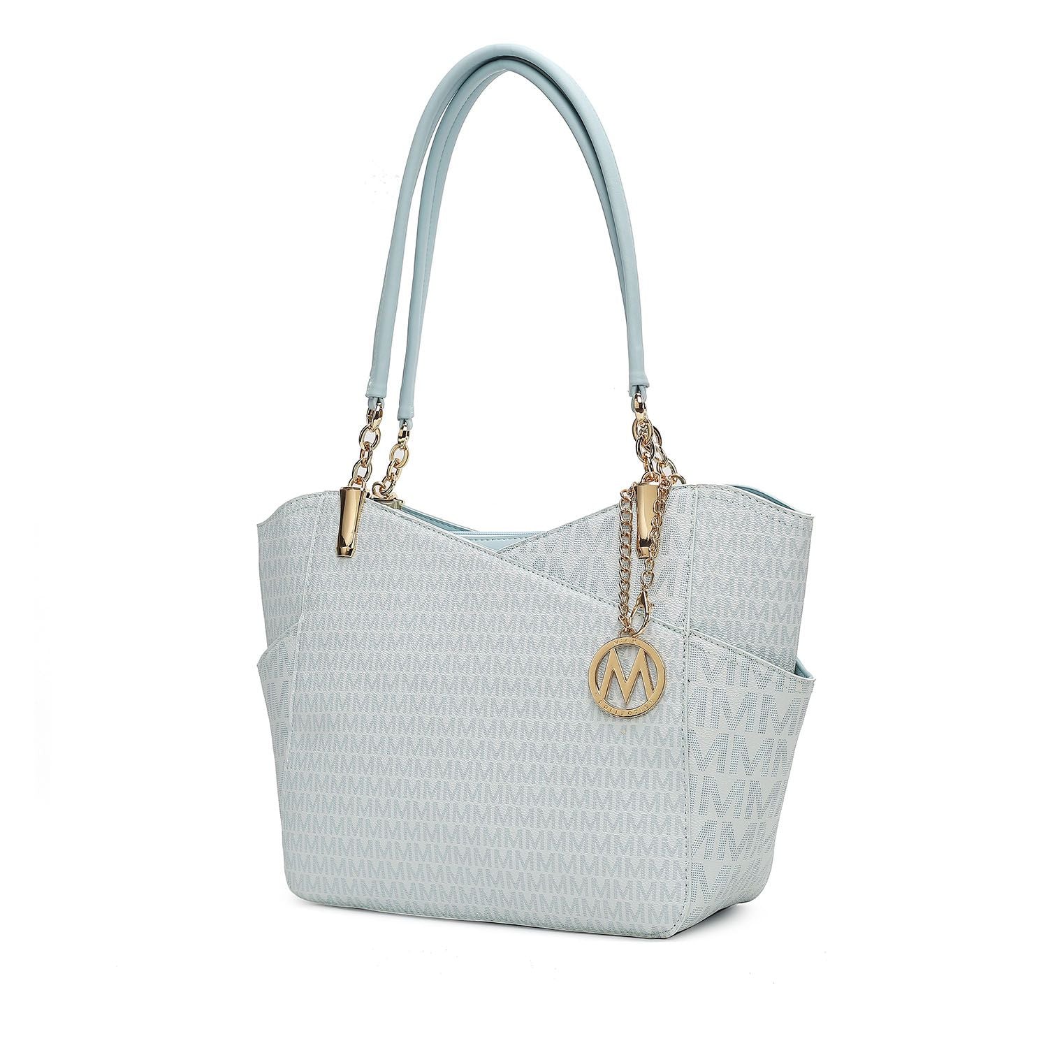 MKF Collection Jules M Logo Printed Vegan Leather Women Tote Bag by Mia k