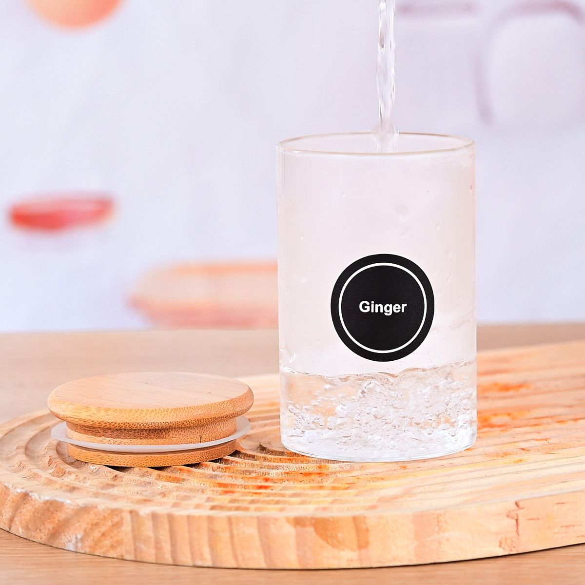 12 Pcs Round Spice Jars with Bamboo Lids and Stickers, Glass Storage Jars, Candy Jars, Coffee Jars, Salt Jars, Pepper Jars, Tea Jars