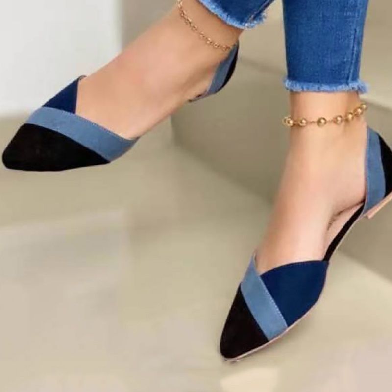 Women's Ballet Flats Loafers Autumn Flat Shoes for Women Pointed Toe PU Slip on Shallow Casual Mixed Color Ladies Shoe