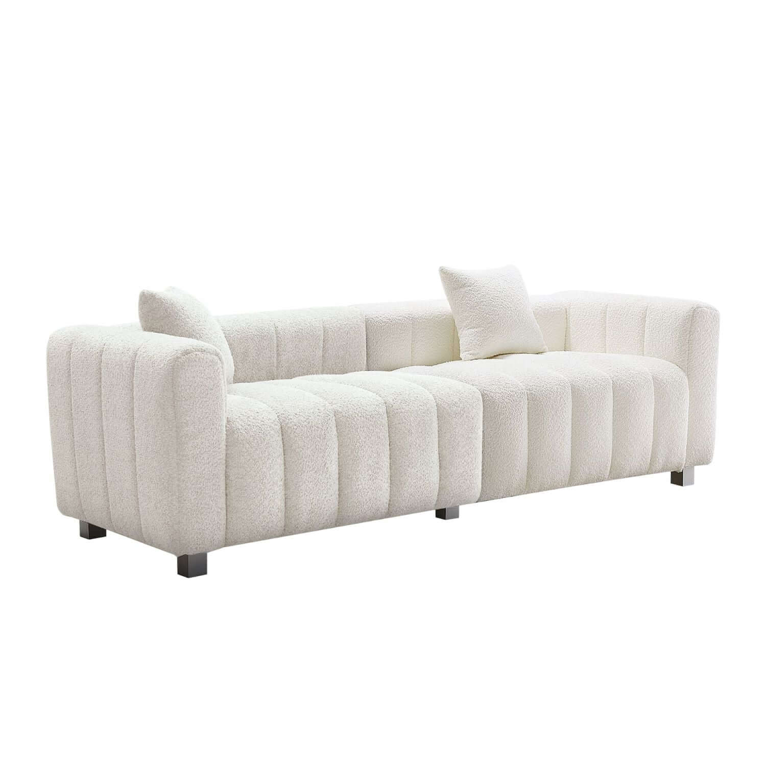 87.4'' Premium Velvet Sofa 3-Seater Loveseat, Modern Bubble Upholstered Couch with Metal Base Legs and 2 Pillows for Living Room, Bedroom.
