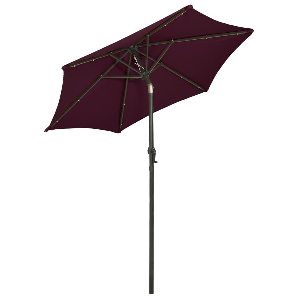 Garden Parasol with LED Lights Bordeaux Red 78.7"x83.1" Aluminum