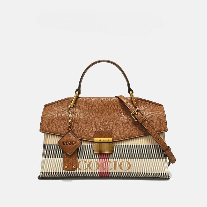 New advanced texture plaid handbag live hot models of fashion women's bags simple versatile new tide