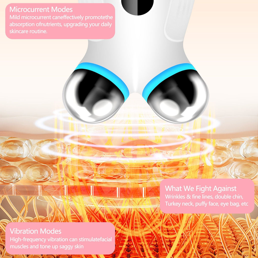 Anti Aging and Wrinkles Microcurrent Facial Device, Boost Skin Care Products Absorption - White
