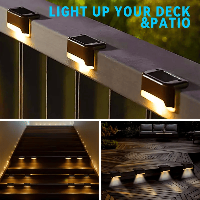 32PCS Solar Deck Lights Outdoor, Solar Step Lights Waterproof Led Solar lights for Outdoor Stairs, Step , Fence, Yard, Patio, and Pathway Family's Gifts (Warm White)