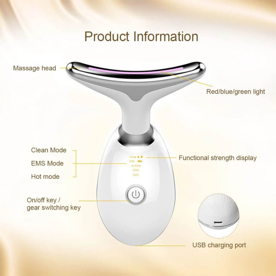 Face and Neck Massager 3 Colors EMS Beauty Device Lifting Tighten Facial Massagers Wrinkle Remover Reduce Double Chin Devices for Woman
