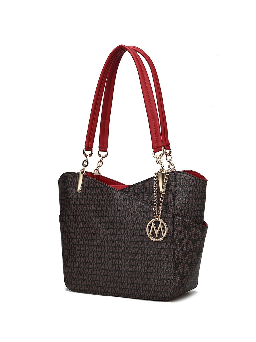 MKF Collection Jules M Logo Printed Vegan Leather Women Tote Bag by Mia k