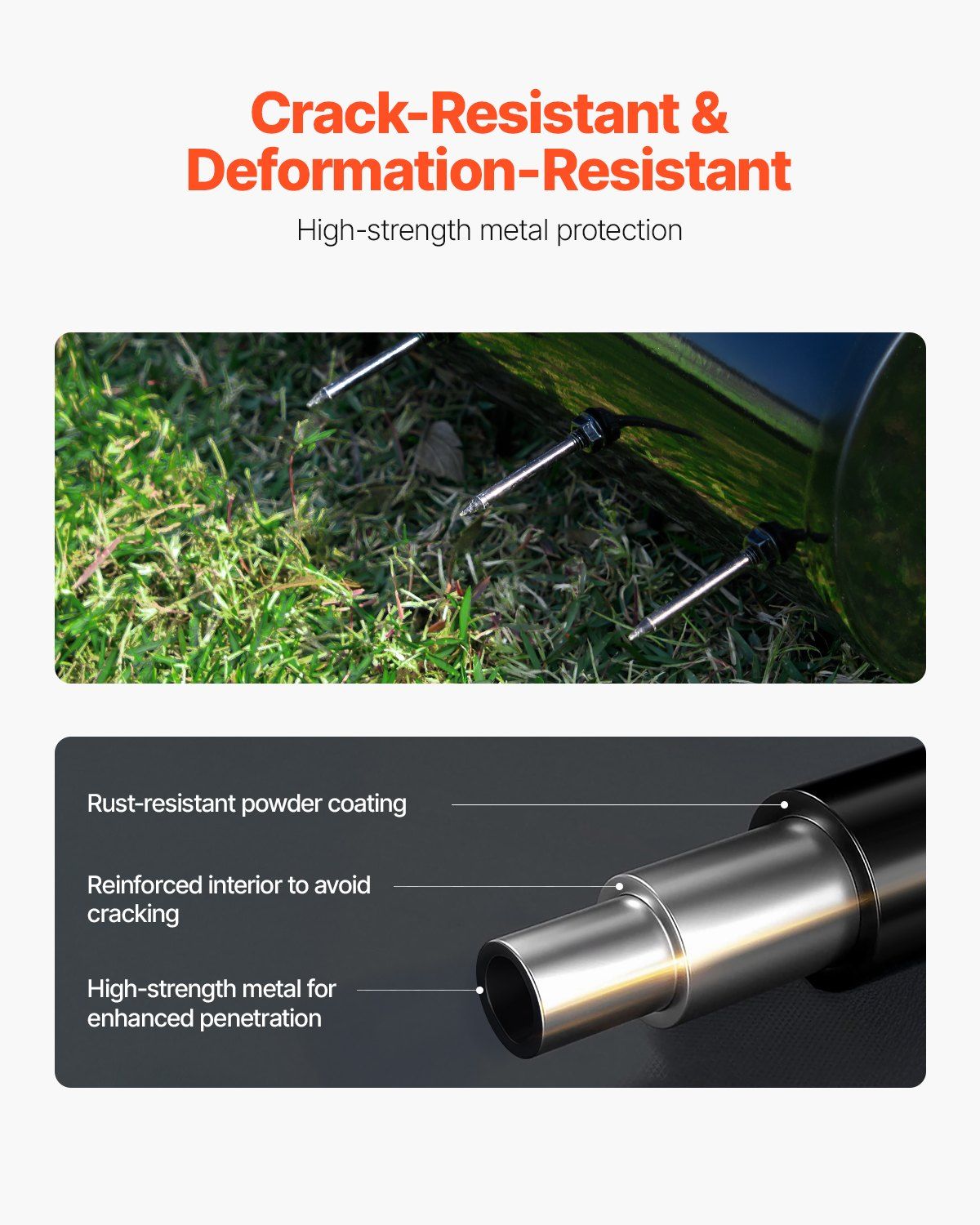 VEVOR Rolling Lawn Aerator, 18-inch Heavy-Duty Manual Rolling Aerator Lawn with Detachable Handle and 27 Iron Spikes, Rolling Lawn Aeration Tool for Garden Patio Yard Compacted Soils and Lawns, Black