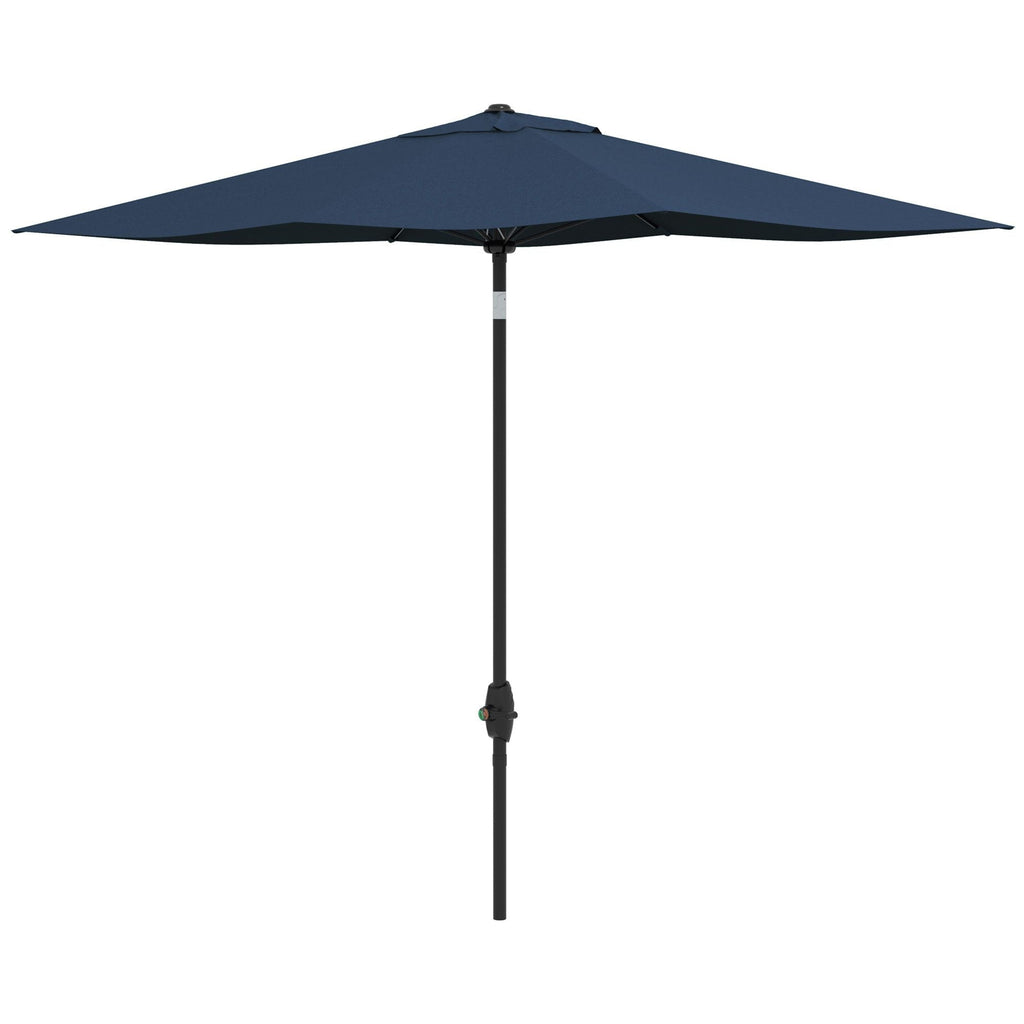 Outsunny 6.6x10ft Rectangular Umbrella: Blue Patio Shade with Crank & Tilt