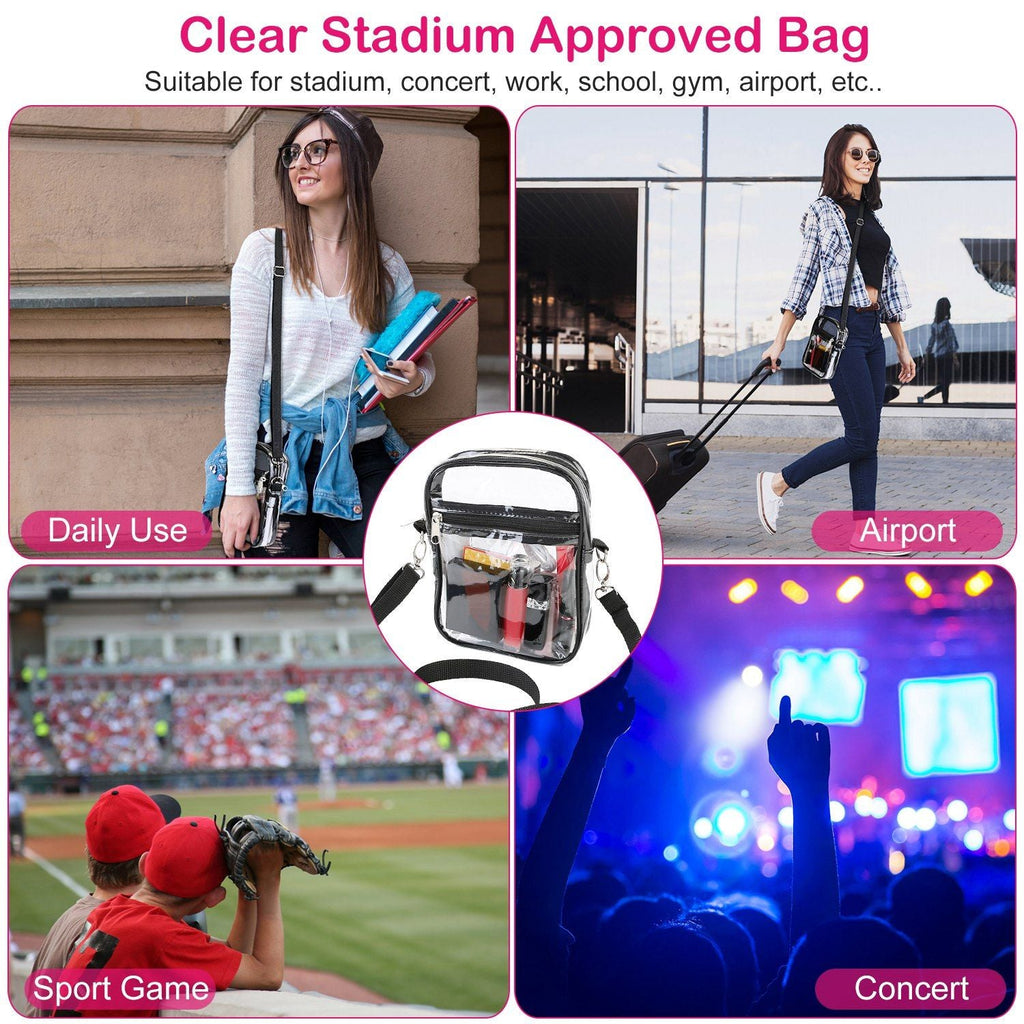 Clear Crossbody Bag Stadium Approved Clear Purse Transparent Small Shoulder Bag See Through Zip Pouch Tote Bag