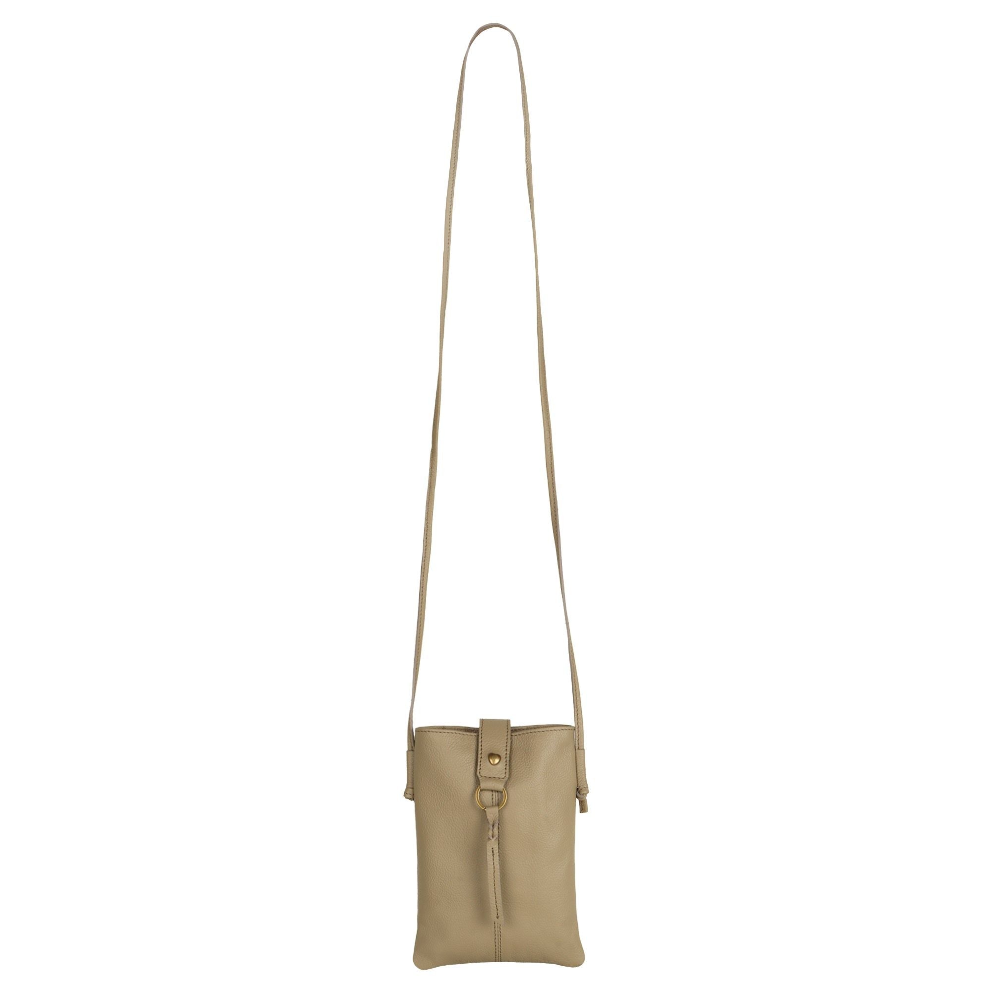 Jennie Small crossbody bag w/ slim strap closure & tassel - Light Brown