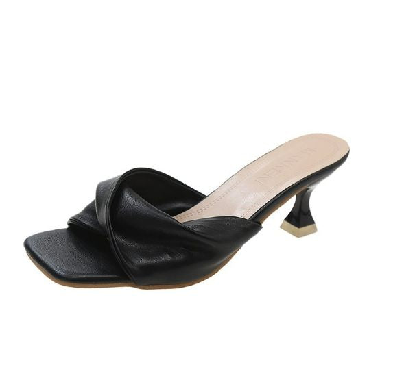 Sexy Pointed Toe Mule High Heels Women Slipper Fashion Mixed Color Slip On Slides Summer Party Stripper Sandal Shoes