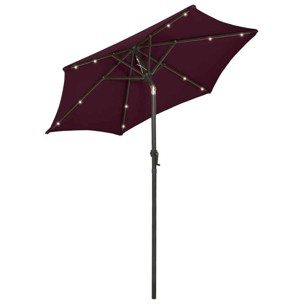 Garden Parasol with LED Lights Bordeaux Red 78.7"x83.1" Aluminum