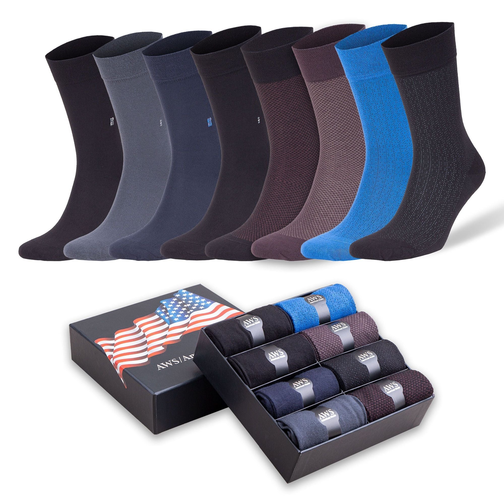 Men's Bamboo Rayon Dress Socks 8 Pairs Assorted Colors Size 8-11.5 Soft Odor-Free Eco-Friendly