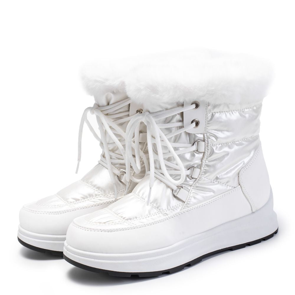Fashion Snow Boots - Lace-Up Style with Fur Trim