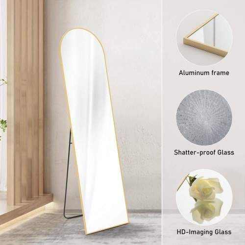 Floor Standing Mirror, Wall Mirror with Stand Aluminum Alloy Thin Frame,21''*64''